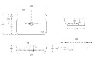 Подвесная раковина ABBER Stein AS2654 60см белый матовый